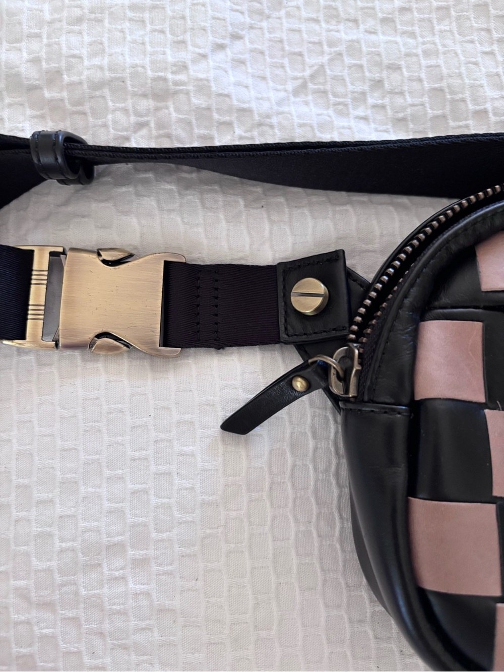 The Devin Checkered Crossbody Bag in Black & Blush - Picture 6 of 7